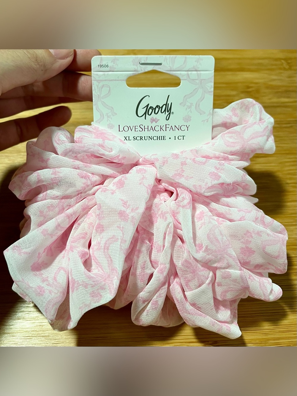 Goody LoveShackFancy XL Scrunchie Coquette Bow Pink & White Love Shack Fancy